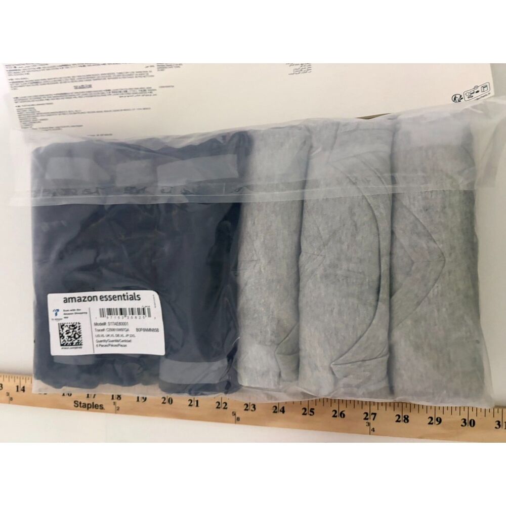Amazon essentials 6 pk mens tees XL (3 gray 3 blk)